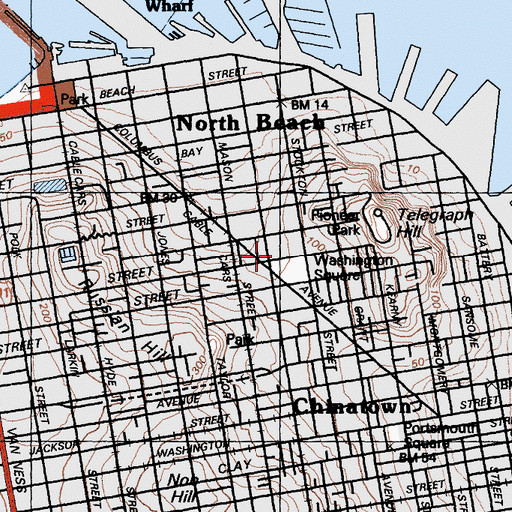 Topographic Map of Saints Peter and Paul School, CA