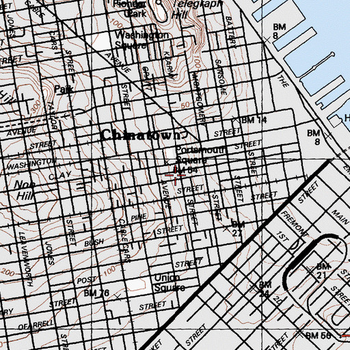 Topographic Map of San Francisco Evangelical Free Church, CA