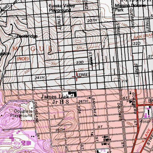 Topographic Map of Second Spanish Baptist Church, CA