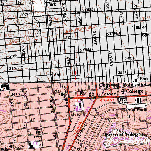 Topographic Map of Synergy Elementary School, CA