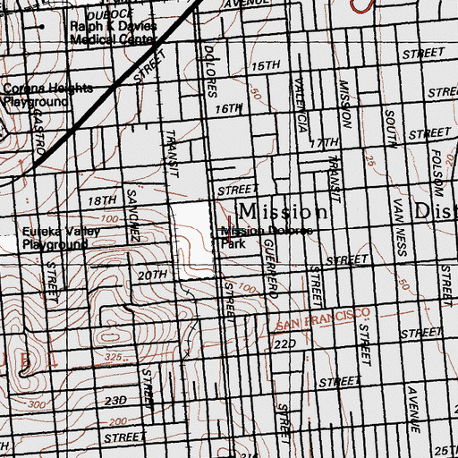 Topographic Map of The Voice of Christ Full Gospel Church, CA