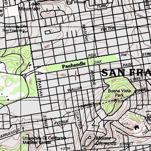 Topographic Map of The Urban School of San Francisco, CA