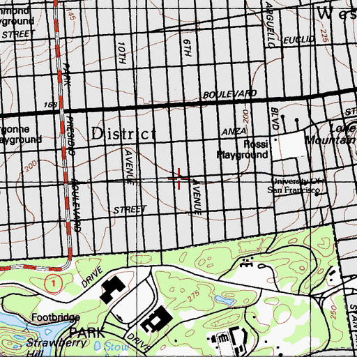 Topographic Map of Wong Tai Sin Temple, CA
