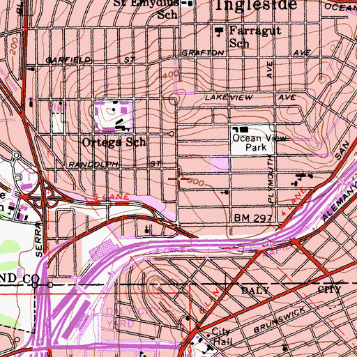 Topographic Map of Broad Street Baptist Church, CA