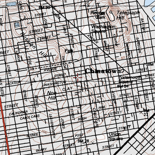 Topographic Map of Chinatown Branch Library, CA
