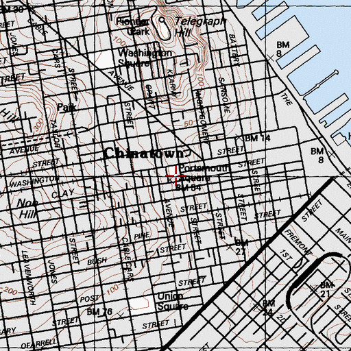 Topographic Map of Chinese Education Center Elementary School, CA