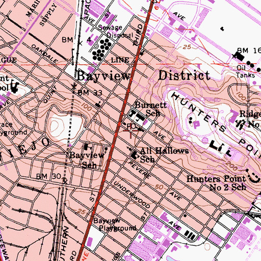 Topographic Map of Christ Missionary Baptist Church, CA