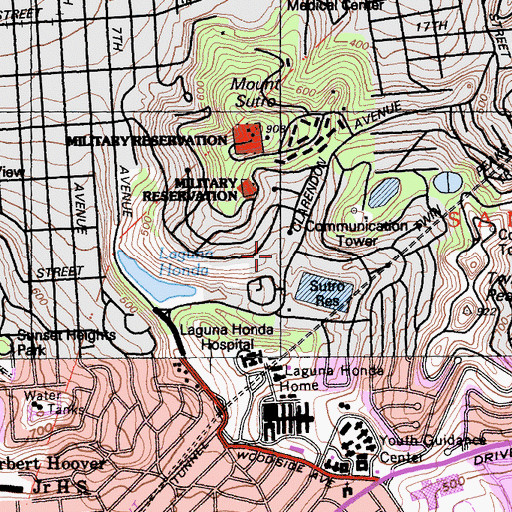 Topographic Map of Clarendon Alternative Elementary School, CA