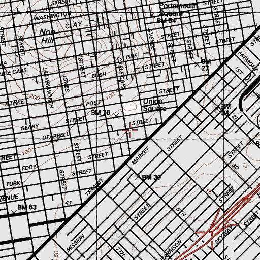 Topographic Map of Fashion Institute of Design and Merchandising - San Francisco, CA