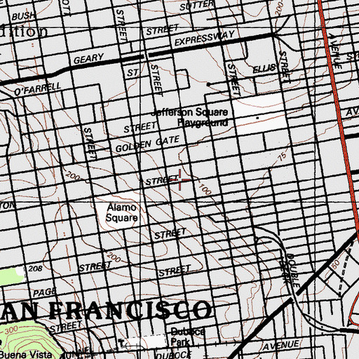 Topographic Map of First Union Baptist Church, CA