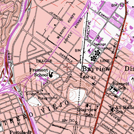 Topographic Map of Galilee Baptist Church, CA
