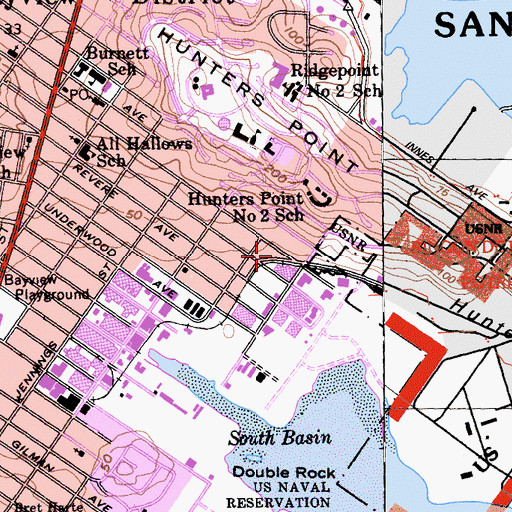 Topographic Map of Greater New Light Baptist Church, CA