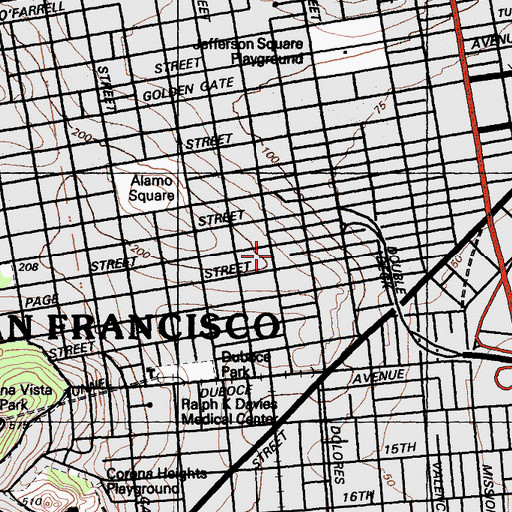 Topographic Map of John Muir Elementary School, CA