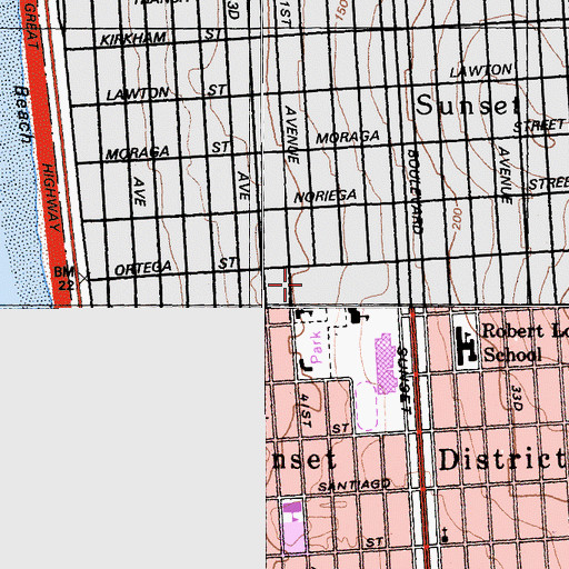 Topographic Map of John O'Connell High School, CA