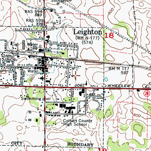 Topographic Map of Leighton Division, AL