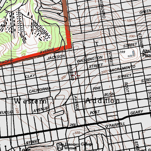 Topographic Map of Presidio Branch Library, CA