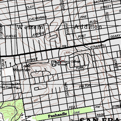 Topographic Map of Raoul Wallenberg Traditional High School, CA