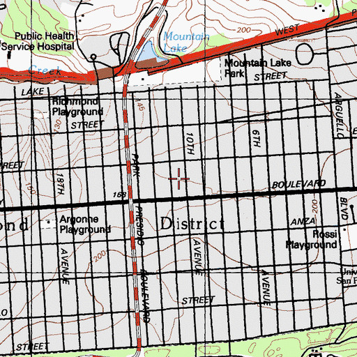 Topographic Map of Richmond Branch Library, CA
