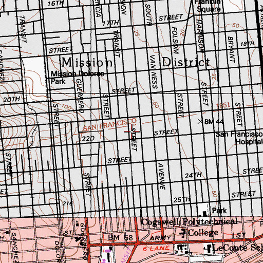 Topographic Map of Seventh Day Adventist Tabernacle, CA