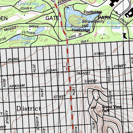Topographic Map of Sunset Branch Library, CA