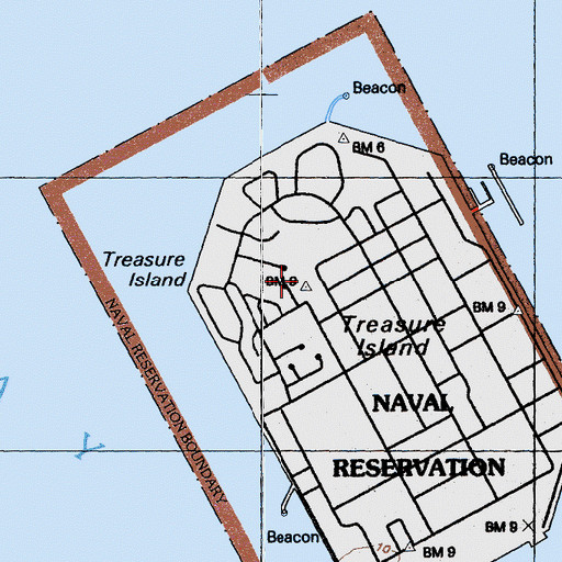 Topographic Map of Treasure Island Elementary School (historical), CA