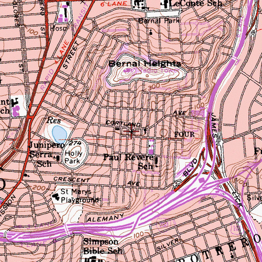 Topographic Map of Victory Temple Church of God in Christ, CA