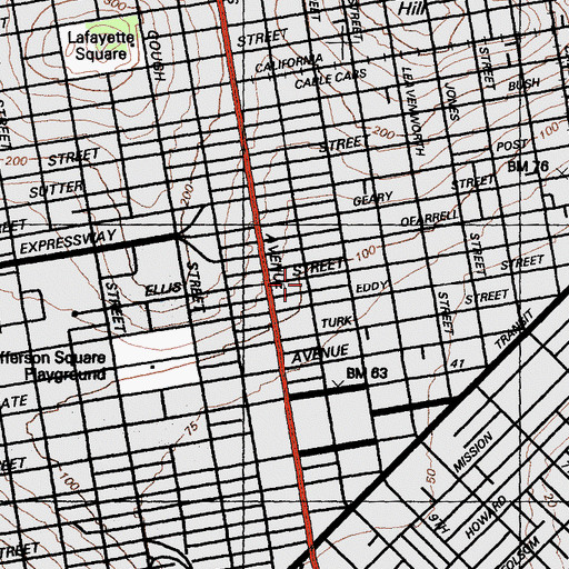 Topographic Map of William E Colby Memorial Library, CA