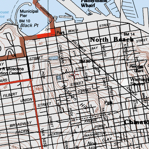 Topographic Map of Yick Wo Elementary School, CA