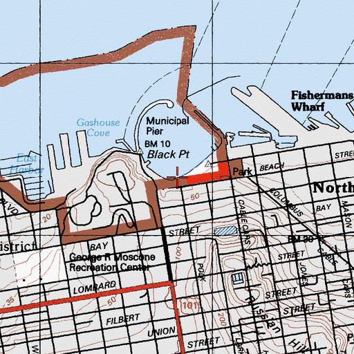 Topographic Map of Aquatic Park Historic District, CA