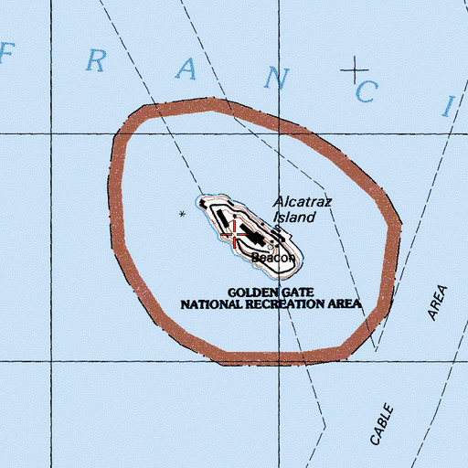 Topographic Map of Alcatraz, CA