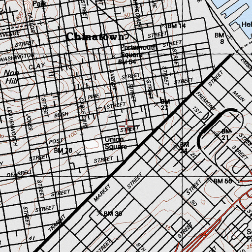 Topographic Map of Galleria at Crocker Center Shopping Center, CA