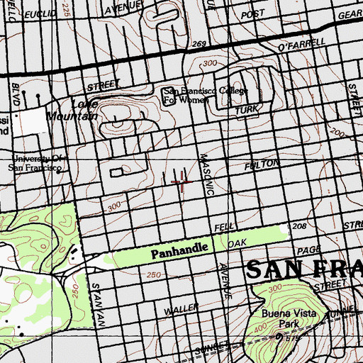 Topographic Map of Petrini Plaza Shopping Center, CA