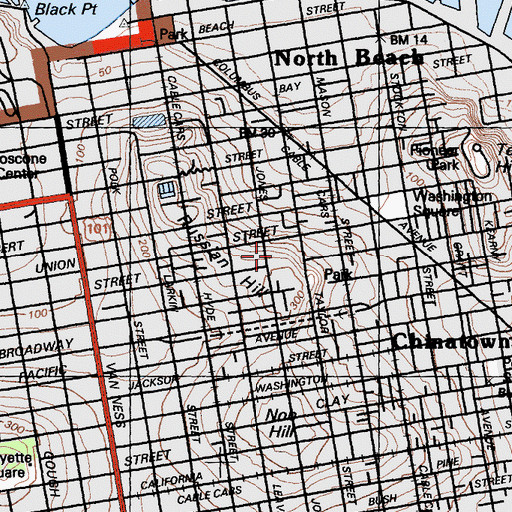 Topographic Map of Russian Hill-Macondray Lane Historic District, CA