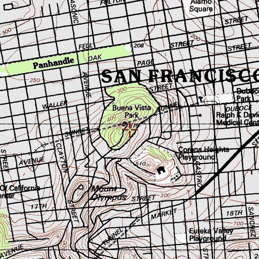 Topographic Map of Saint Josephs Hospital, CA