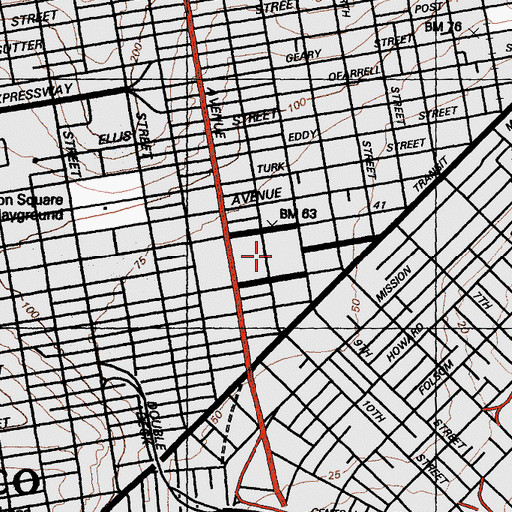 Topographic Map of San Francisco Civic Center Historic District, CA