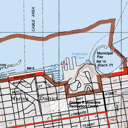 Topographic Map of San Francisco Port of Embarkation, CA