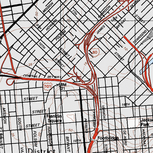 Topographic Map of San Francisco Retail Square Shopping Center, CA