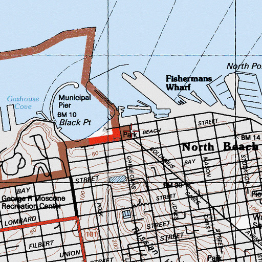 Topographic Map of The Anchorage Shopping Center, CA