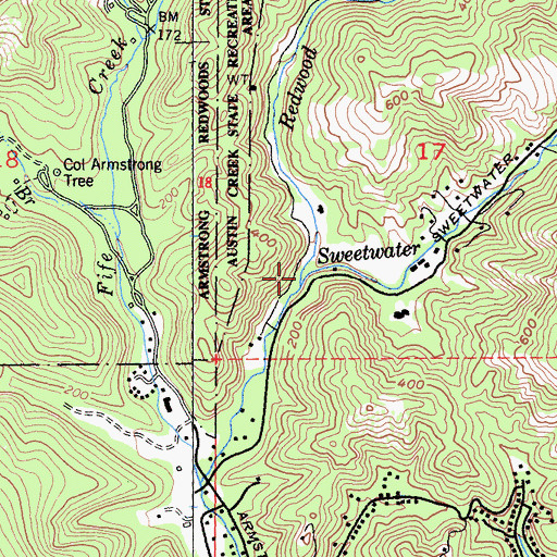 Topographic Map of Sweetwater Creek, CA