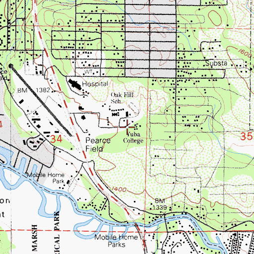 Topographic Map of Yuba College, CA