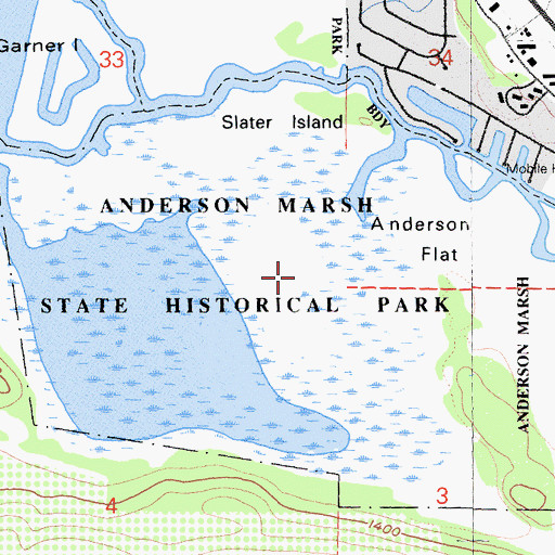 Topographic Map of Anderson Marsh State Historic Park, CA
