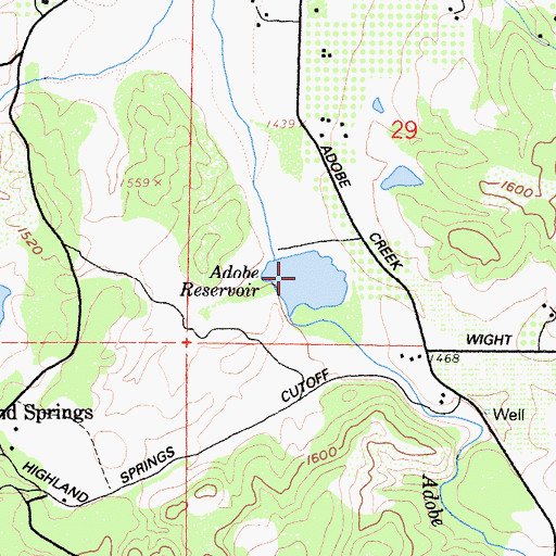 Topographic Map of Adobe Reservoir, CA