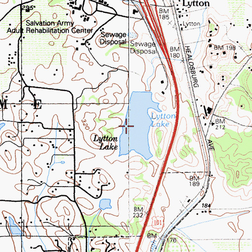 Topographic Map of Lytton Lake, CA