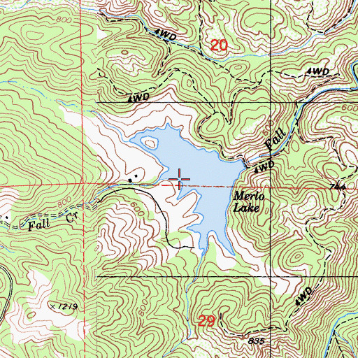 Topographic Map of Merlo Lake, CA