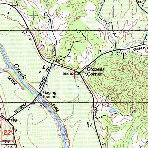 Topographic Map of Cozzens Corner, CA