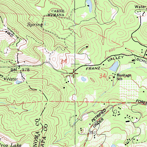 Topographic Map of Heritage School, CA