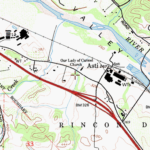 Topographic Map of Our Lady of Carmel Church, CA