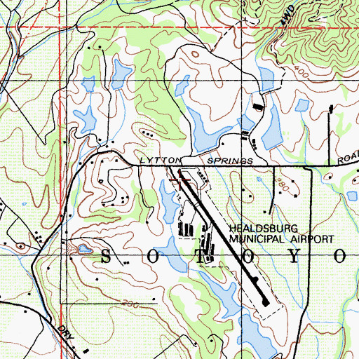 Topographic Map of Healdsburg Municipal Airport, CA