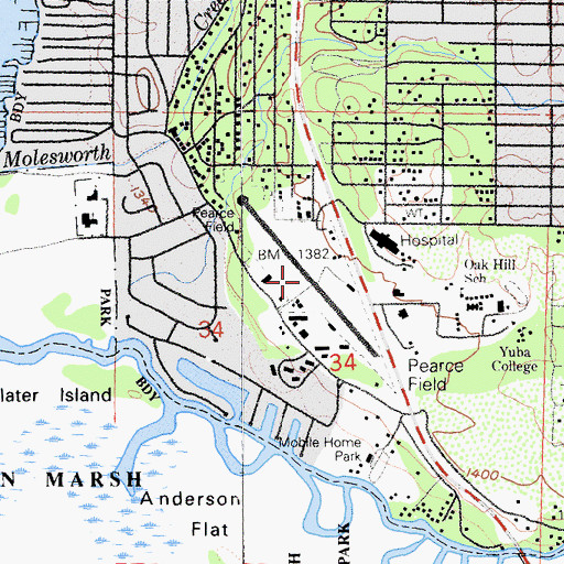 Topographic Map of Pearce Airport, CA