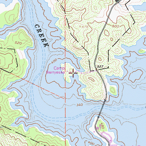 Topographic Map of Camp Berryessa, CA
